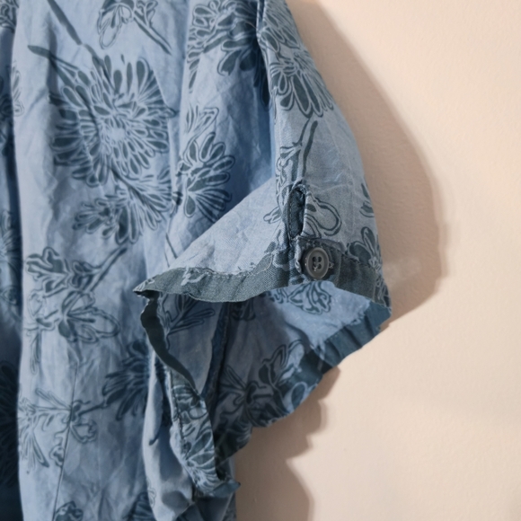 Denver Hayes XL Blouse Button Up Hawaiian Style Blue Ombre Floral  Resort Travel - Picture 10 of 14
